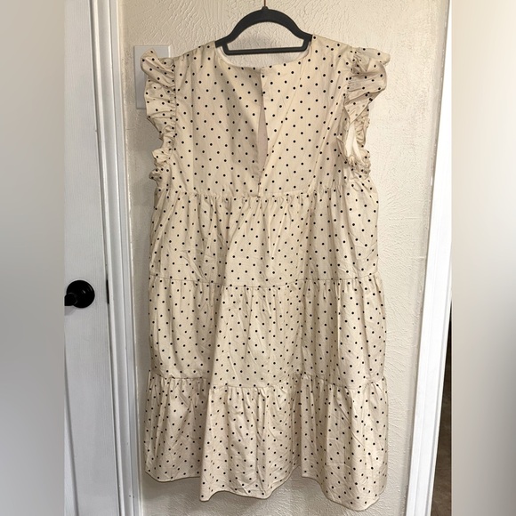 English Factory Baby Doll Cream/Black Polka Dot Dress with Deep Pockets | Size M - Picture 5 of 7